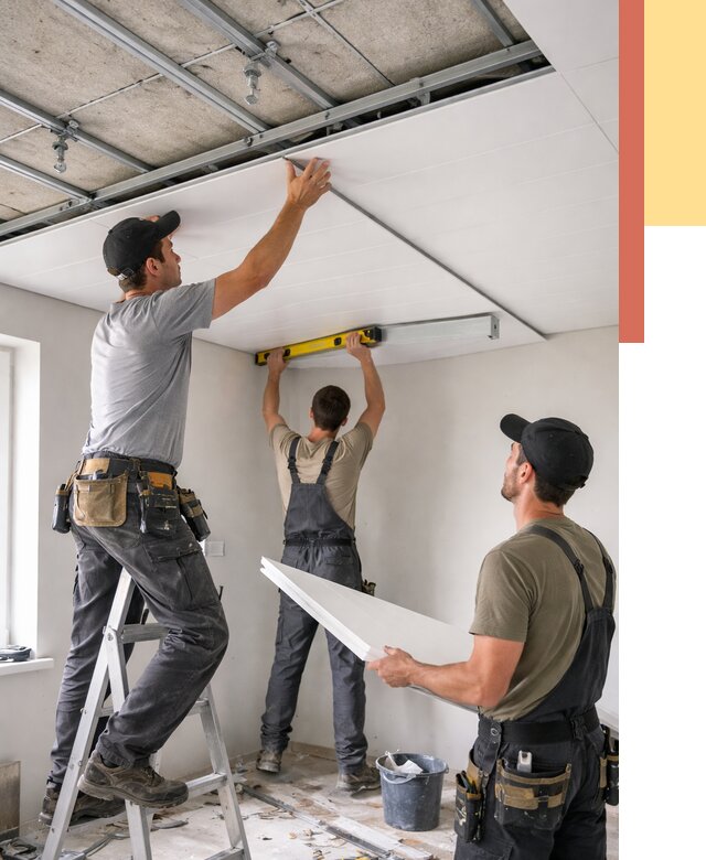 Монтаж потолка из ПВХ панелей в Киржаче от 3609 руб./м2 — быстро и недорого | ОТДЕЛОЧНИК-Крж