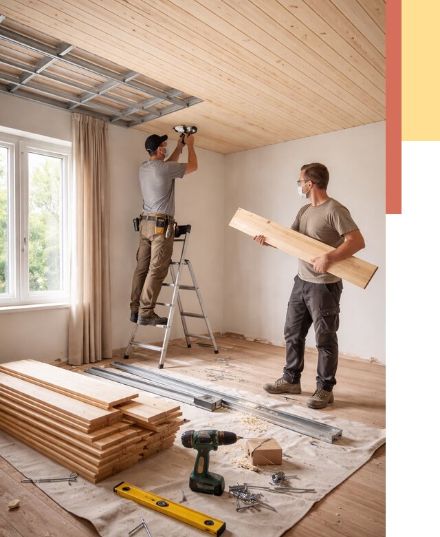 Монтаж потолка из вагонки в Киржаче от 6702 руб. | Быстро и недорого — ОТДЕЛОЧНИК-Крж