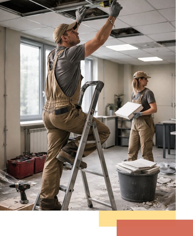 Ремонт потолка Армстронг и замена плит в Киржаче