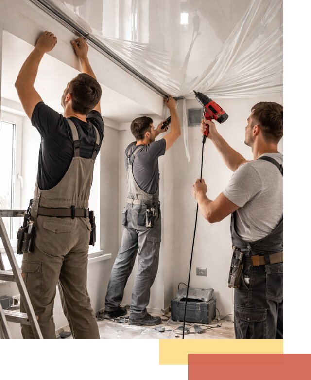 Монтаж глянцевого натяжного потолка в Киржаче быстро и качественно