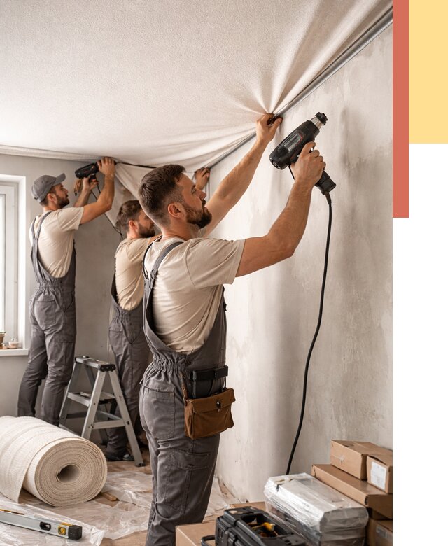 Монтаж фактурного натяжного потолка в Киржаче от 773 руб. — ОТДЕЛОЧНИК-Крж