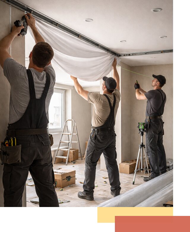 Монтаж парящего натяжного потолка под ключ в Киржаче