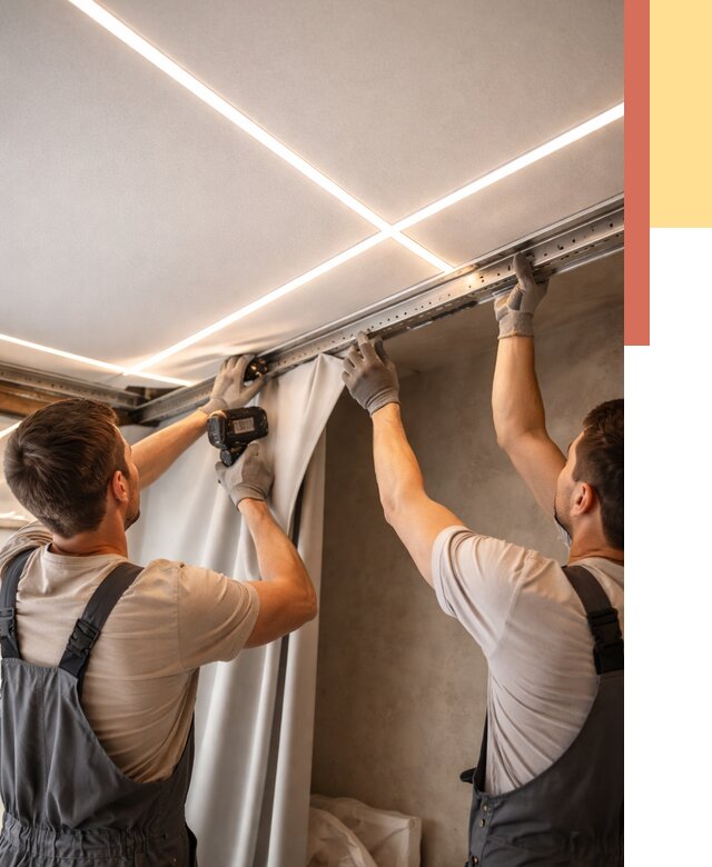 Монтаж натяжного потолка со световыми линиями в Киржаче от 1237 руб. | ОТДЕЛОЧНИК-Крж