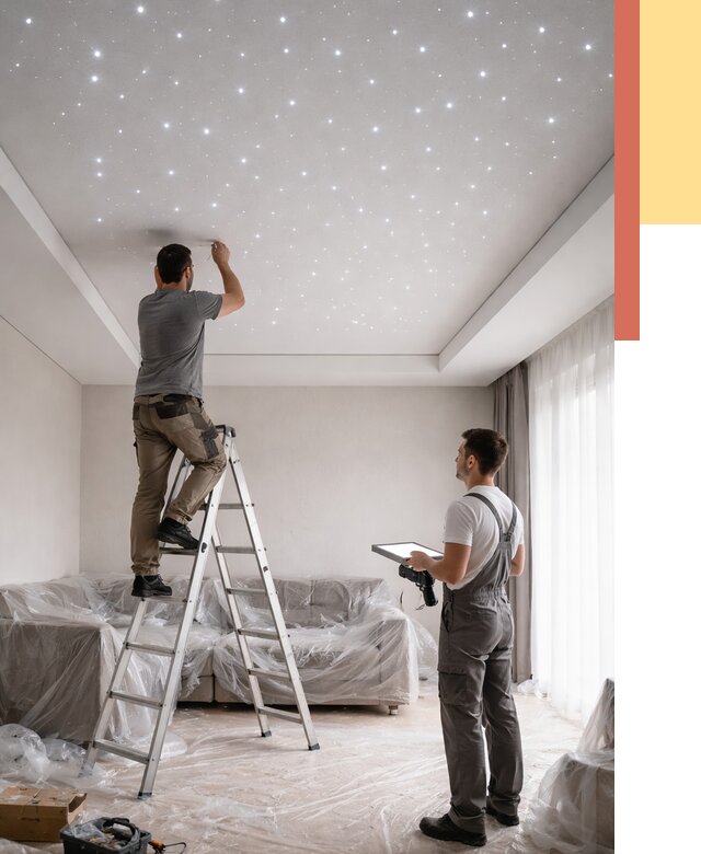 Монтаж натяжного потолка «звездное небо» в Киржаче от 6702 руб. | ОТДЕЛОЧНИК-Крж