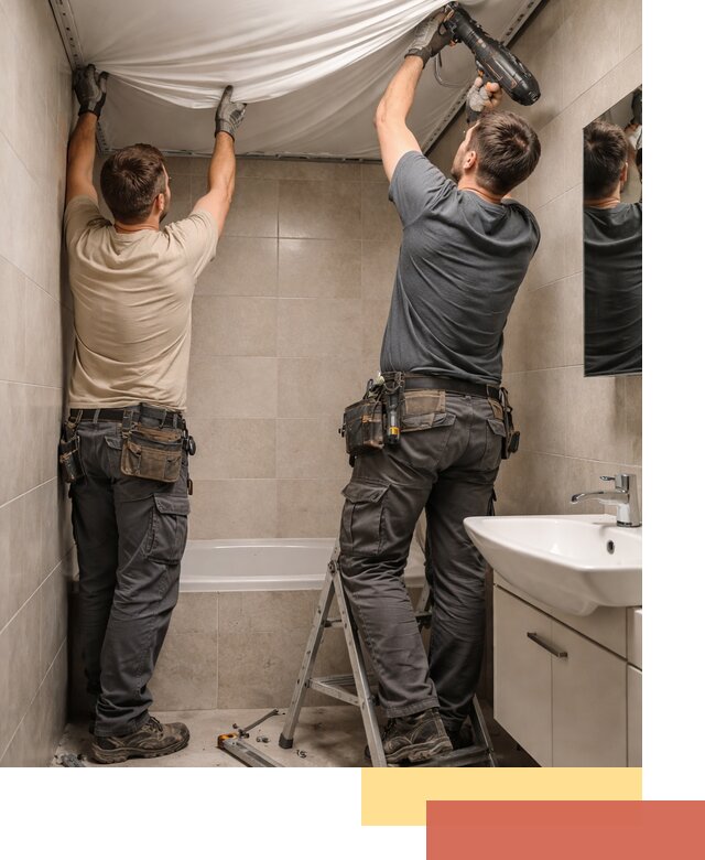 Монтаж натяжного потолка в ванной в Киржаче быстро и качественно