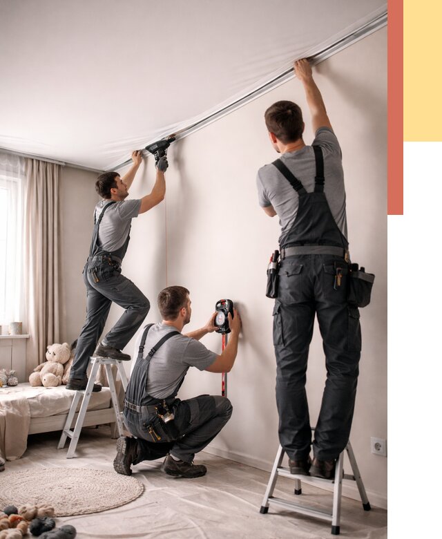 Монтаж натяжного потолка в детской в Киржаче от 3609 руб. — быстро и недорого | ОТДЕЛОЧНИК-Крж