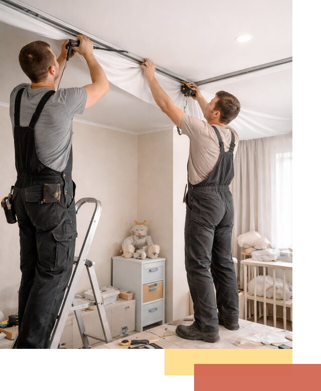 Монтаж натяжного потолка в детской комнате в Киржаче