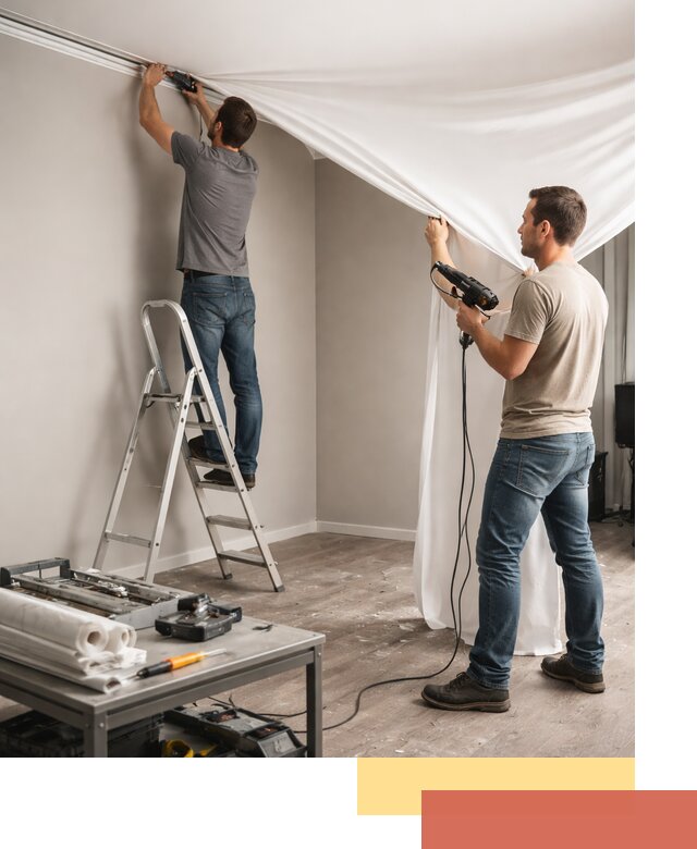 Монтаж натяжного потолка в студии в Киржаче