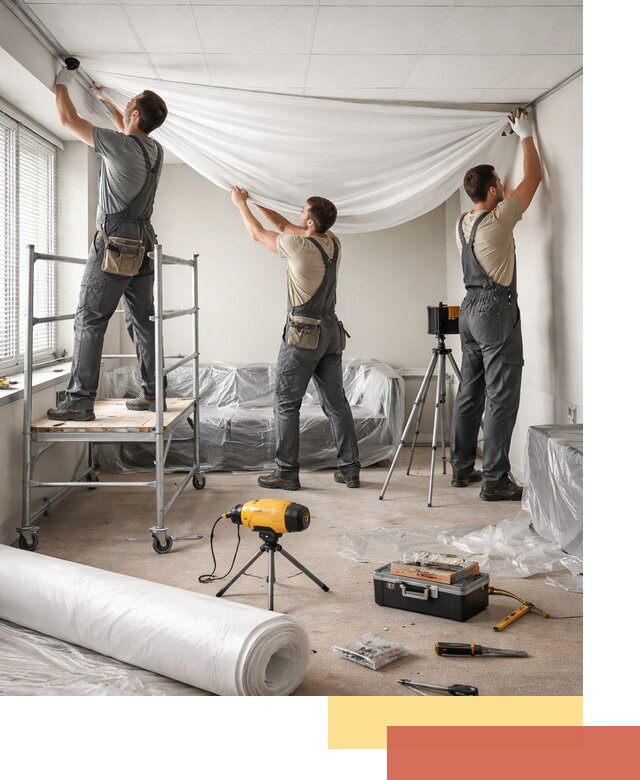 Монтаж натяжного потолка в офисе в Киржаче