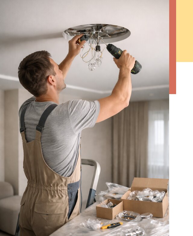 Установка люстры в натяжной потолок в Киржаче от 1237 руб. | Быстро и недорого — ОТДЕЛОЧНИК-Крж