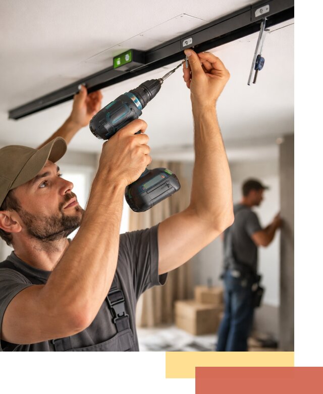 Установка трековых светильников в натяжной потолок в Киржаче