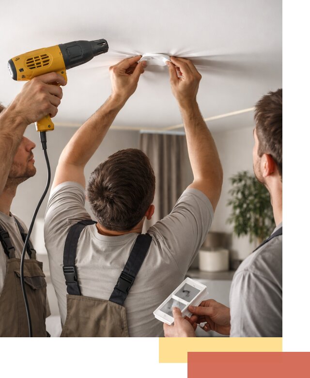 Ремонт прокола полотна натяжного потолка в Киржаче