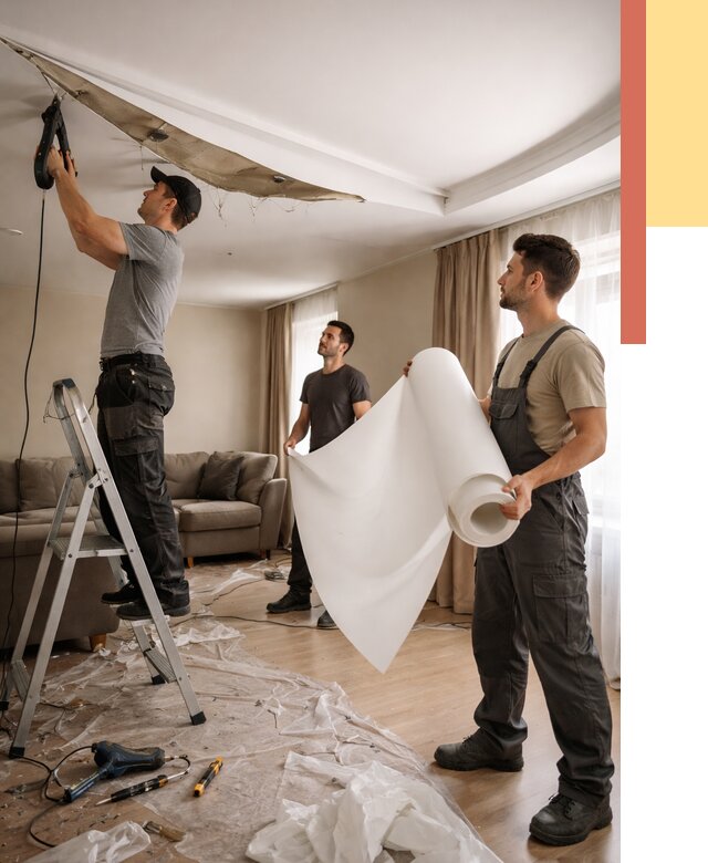 Замена полотна натяжного потолка в Киржаче от 9795 руб. быстро и недорого | ОТДЕЛОЧНИК-Крж