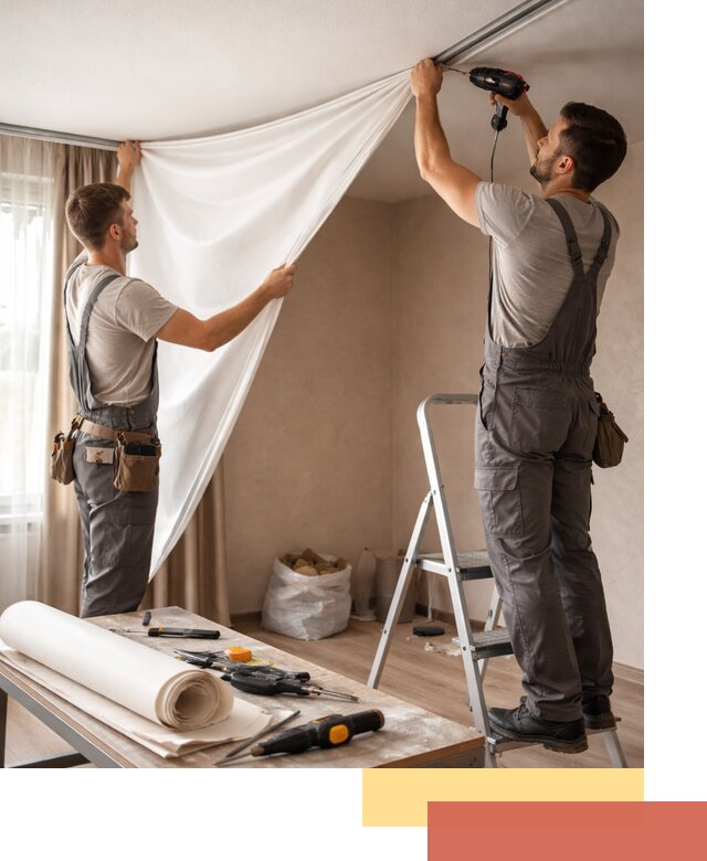 Замена полотна натяжного потолка в Киржаче быстро и качественно