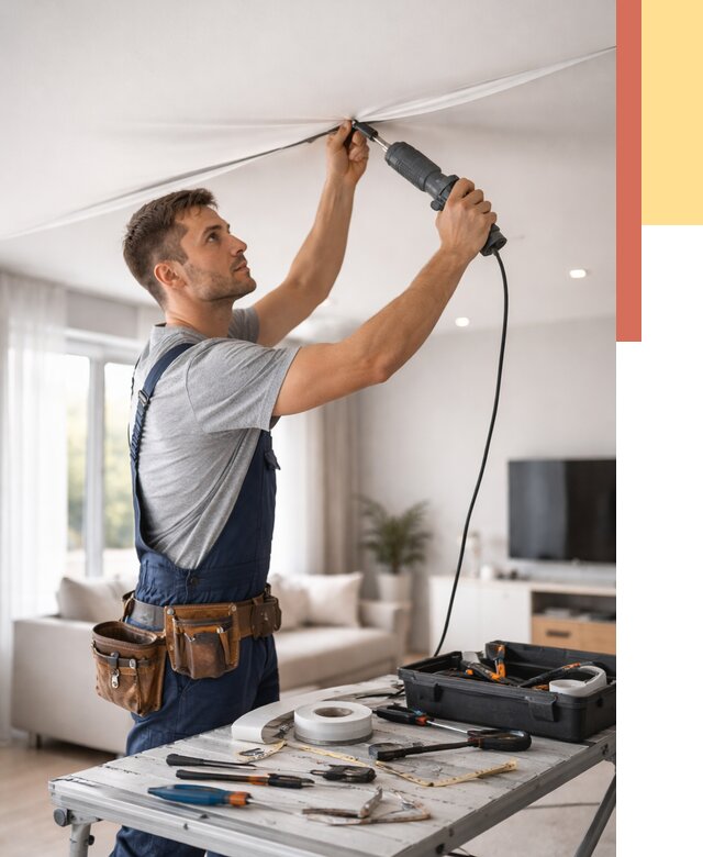 Ремонт натяжных потолков в Киржаче от 9795 руб. под ключ — ОТДЕЛОЧНИК-Крж