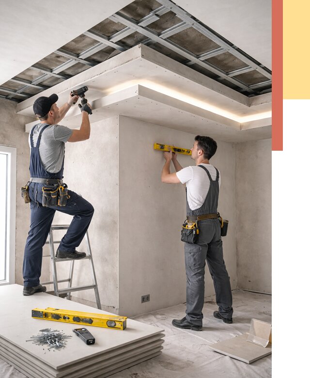 Двухуровневый потолок из гипсокартона в Киржаче от 1495 руб. под ключ | ОТДЕЛОЧНИК-Крж