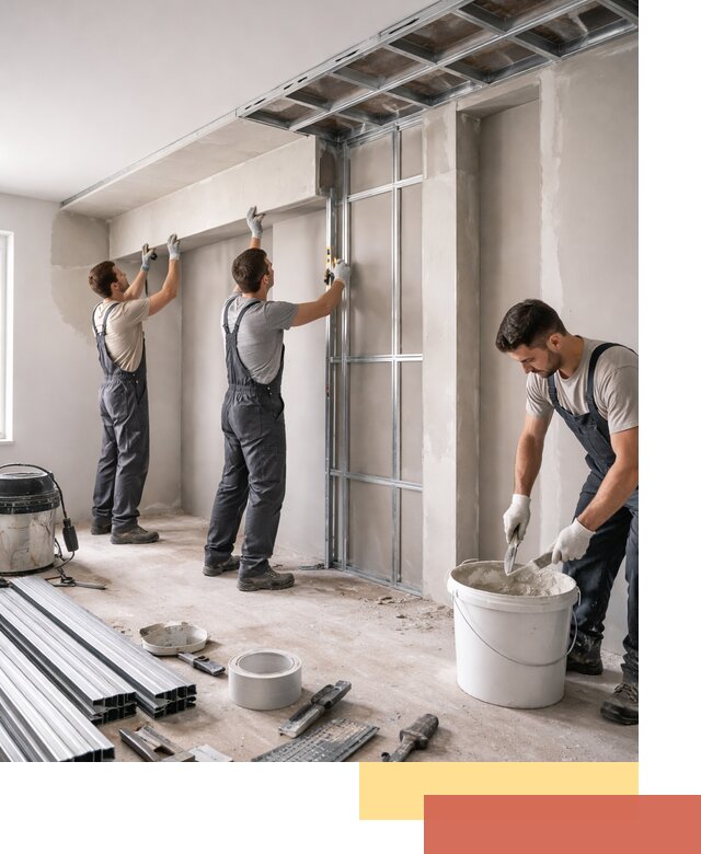 Монтаж потолка из гипсокартона с нишей в Киржаче