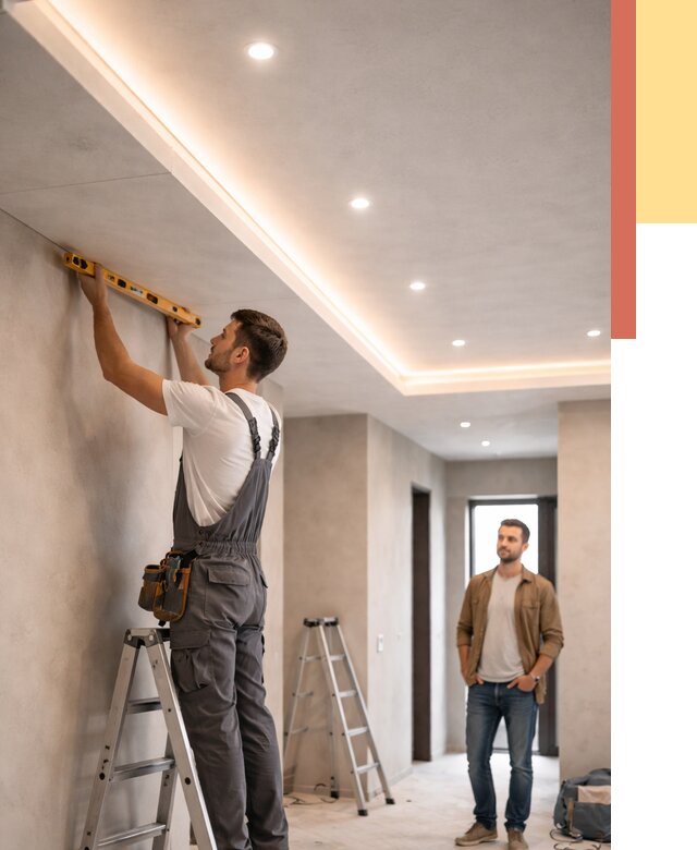 Потолок из гипсокартона с подсветкой в Киржаче от 773 руб./м2 под ключ | ОТДЕЛОЧНИК-Крж