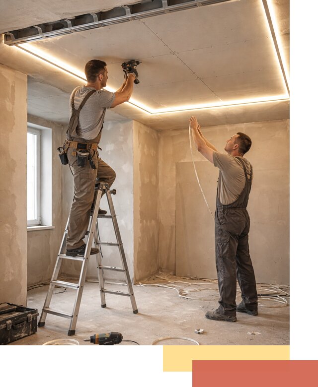 Потолок из гипсокартона с подсветкой в Киржаче