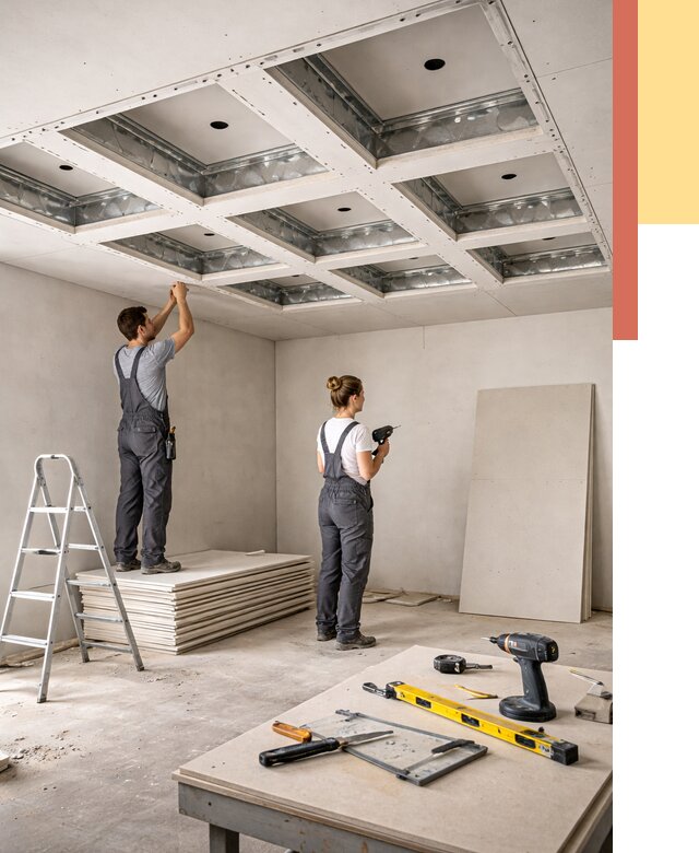 Кессонный потолок из гипсокартона в Киржаче от 1907 руб. — монтаж и под ключ | ОТДЕЛОЧНИК-Крж