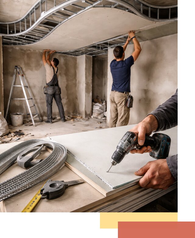 Криволинейный потолок из гипсокартона в Киржаче — монтаж и отделка