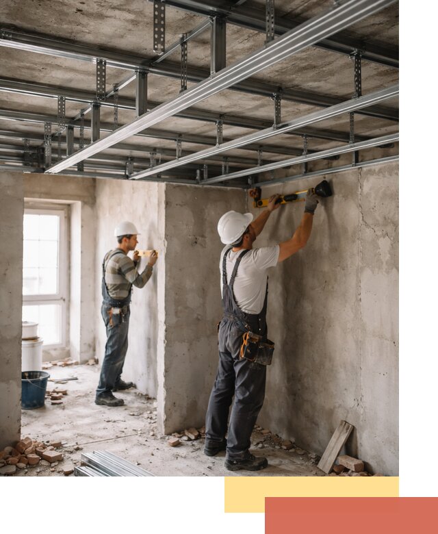 Монтаж каркаса потолка из профильного профиля в Киржаче