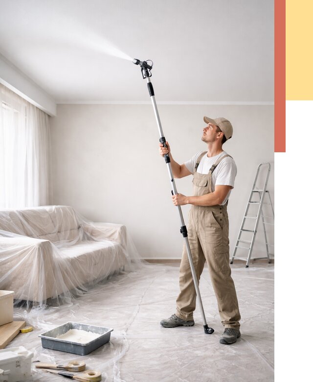 Покраска потолка краскопультом в Киржаче от 4640 руб. быстро и недорого | ОТДЕЛОЧНИК-Крж