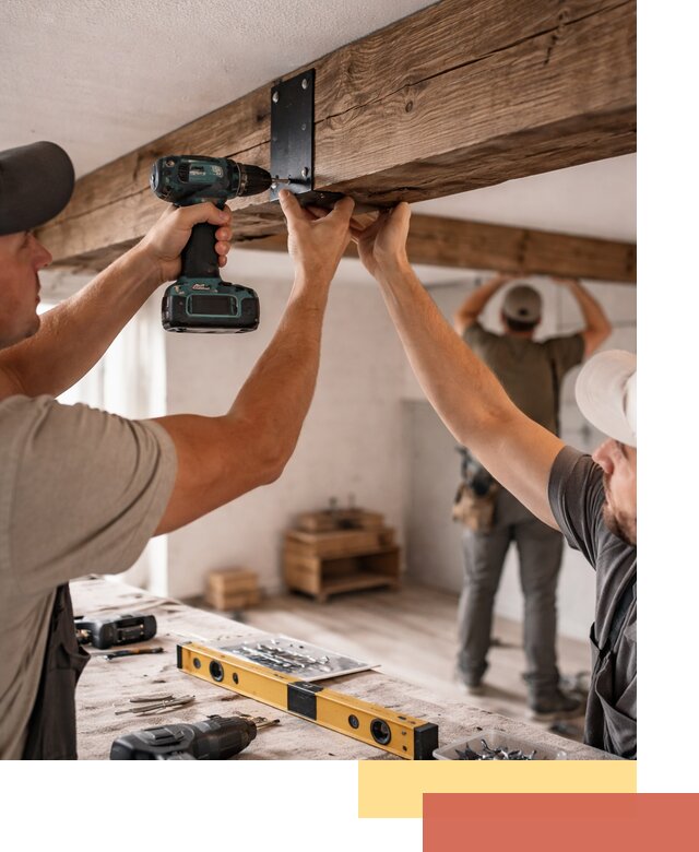 Монтаж декоративных потолочных балок в Киржаче