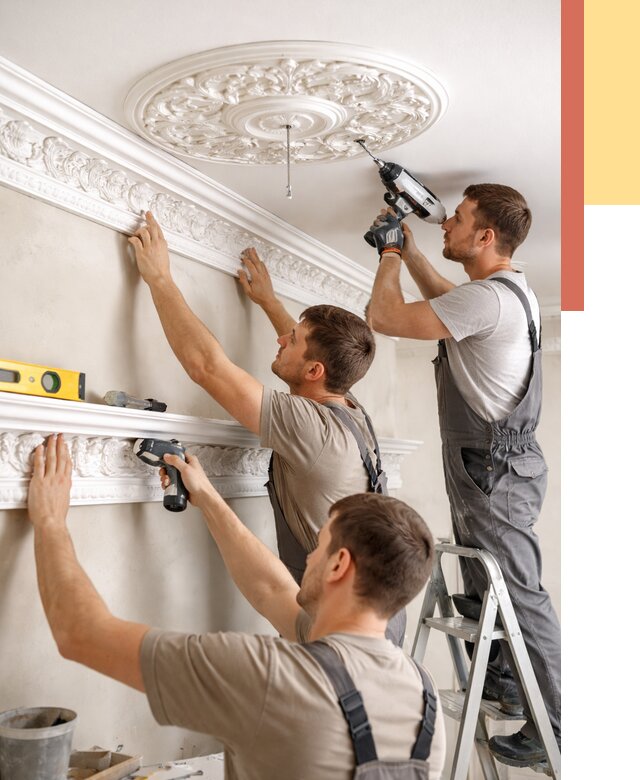 Монтаж лепнины на потолок в Киржаче от 3299 руб. быстро и недорого | ОТДЕЛОЧНИК-Крж